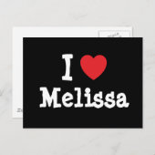 Ik hou van Melissa hart T-Shirt Briefkaart (Voorkant / Achterkant)