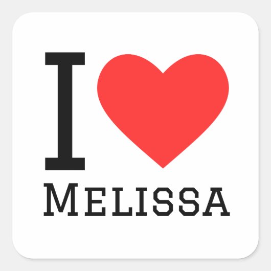 Ik hou van melissa vierkante sticker (Voorkant)