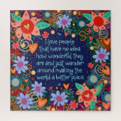 Ik hou van mensen citeren hart bloemen  legpuzzel (Verticaal)