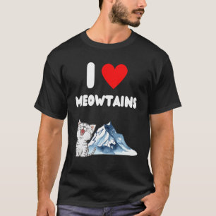 Ik hou van meowtains kat buiten en berg grap t-shirt