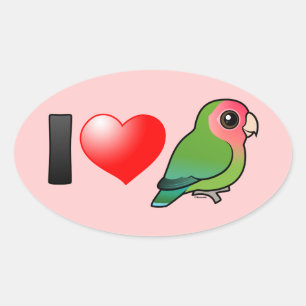 Ik hou van met perzik omgeven liefdesvogels ovale sticker