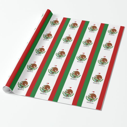 ik hou van mexico - Mexicaanse vlag Cadeaupapier (Uitgerold)