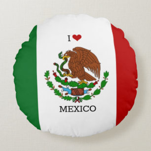 ik hou van mexico - mexicaanse vlag, rond kussen