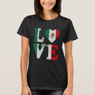 Ik hou van Mexico Vlag Hart Mexicaans Roots Pri T-shirt