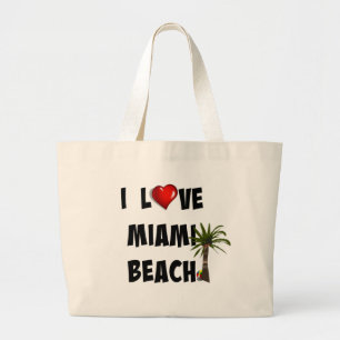 Ik hou van Miami Beach Grote Tote Bag