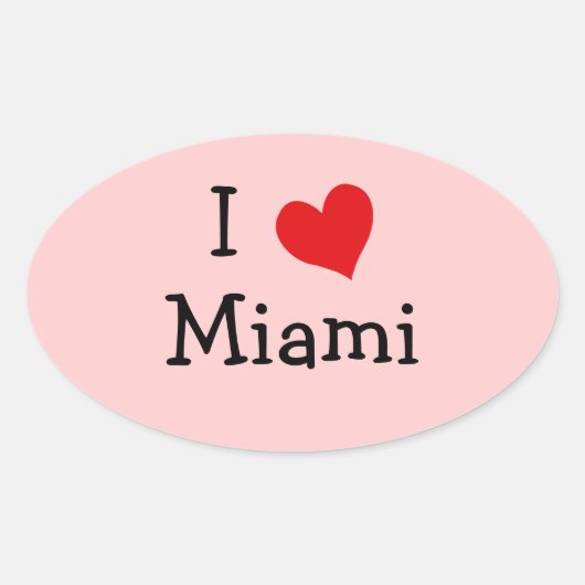 Ik hou van Miami Ovale Sticker (Voorkant)