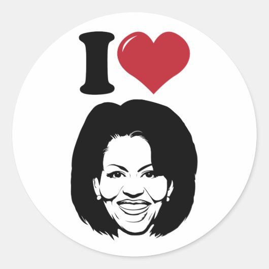 Ik hou van Michelle Obama Ronde Sticker (Voorkant)