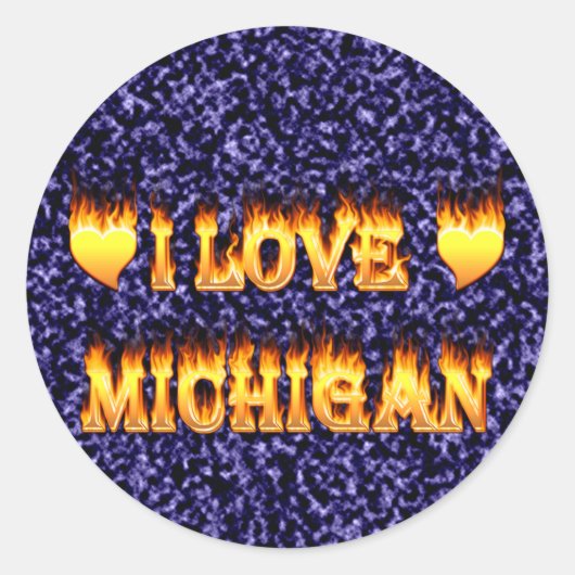 Ik hou van Michigan Ronde Sticker (Voorkant)