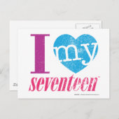 Ik hou van mijn 17 Aqua Briefkaart (Voorkant / Achterkant)