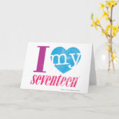 Ik hou van mijn 17 Aqua Kaart (Gele Bloem)