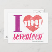 Ik hou van mijn 17 roze briefkaart (Voorkant / Achterkant)