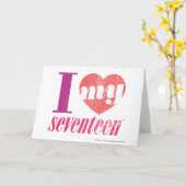 Ik hou van mijn 17 roze kaart (Gele Bloem)