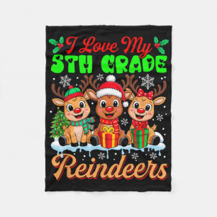 Ik hou van mijn 5e klas rendieren drie Xmas Reinde Fleece Deken
