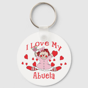 Ik hou van mijn Abuela Rag Doll & Hearts Sleutelhanger