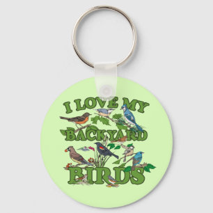 Ik hou van mijn achtertuin vogels sleutelhanger