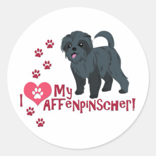Ik hou van mijn affenpinscher! ronde sticker