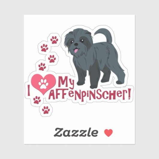 Ik hou van mijn affenpinscher! sticker (Vel)