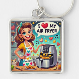 Ik hou van mijn airfryer - Schattige kookontwerp Sleutelhanger