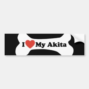 Ik hou van mijn Akita - Dog Bone Bumpersticker