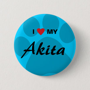 Ik hou van mijn Akita Paw-afdrukken Ronde Button 5,7 Cm
