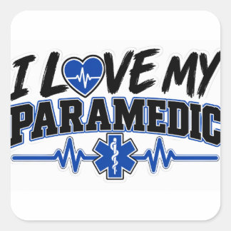 Ik hou van mijn ambulanceverpleegkundige vierkante sticker