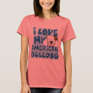 Ik hou van mijn Amerikaanse Bulldog Dames Ringer T T-shirt