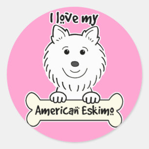 Ik hou van mijn Amerikaanse Eskimo Dog Ronde Sticker