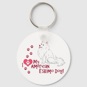 Ik hou van mijn Amerikaanse Eskimo Dog! Sleutelhanger