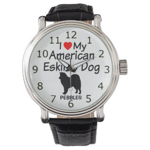 Ik hou van mijn Amerikaanse Eskimo hondenhorloge Horloge