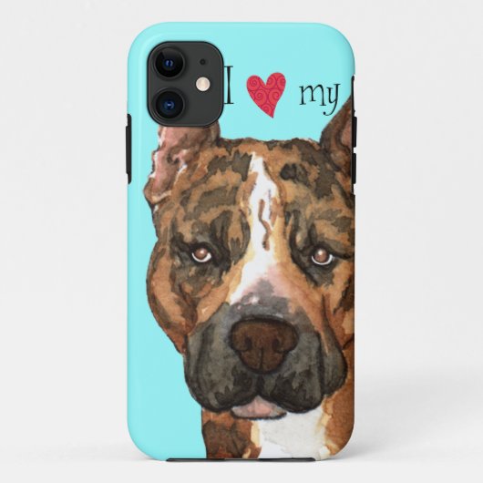Ik hou van mijn Amerikaanse Staffordshire Terrier Case-Mate iPhone Case (Achterkant)
