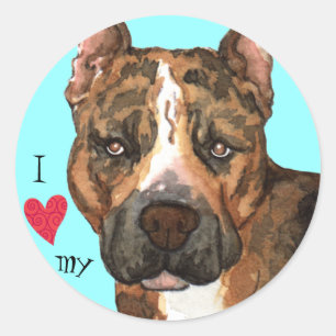 Ik hou van mijn Amerikaanse Staffordshire Terrier Ronde Sticker