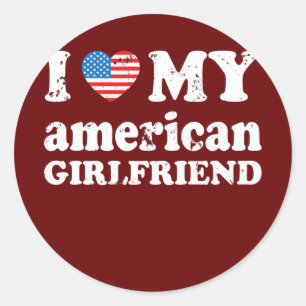 Ik hou van mijn Amerikaanse Vriendin Ronde Sticker