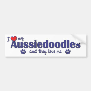 Ik hou van mijn Aussiedoodles (Meerdere honden) Bumpersticker