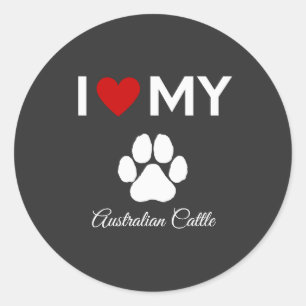 Ik hou van mijn Australische Cattle dog aangepaste Ronde Sticker