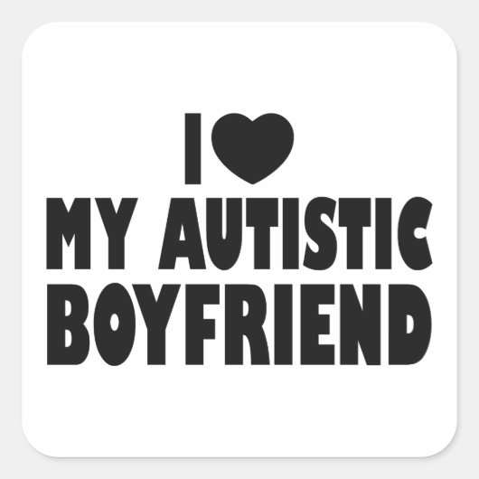 Ik hou van mijn autistische vriend - autisme accep vierkante sticker (Voorkant)