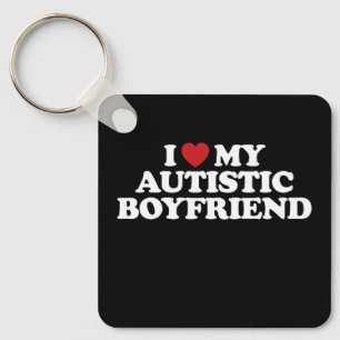 Ik hou van mijn autistische vriend, ik hart groovy sleutelhanger