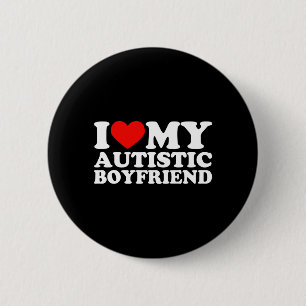 Ik hou van mijn autistische vriendje hart mijn aut ronde button 5,7 cm