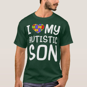 Ik hou van mijn Autististisch Zoon Autisme Bewusth T-shirt