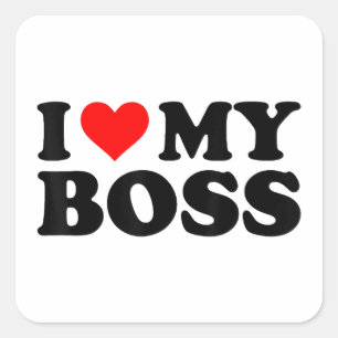 Ik hou van mijn baas Funny Red Heart Boss in Heart Vierkante Sticker