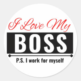 Ik hou van mijn baas ronde sticker