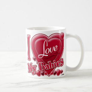 Ik hou van mijn baby's rood - hart koffiemok