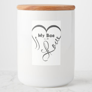 Ik hou van mijn Bae • Jij = ♥ Voedselcontainer Etiket