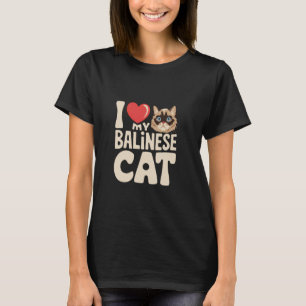 Ik hou van mijn Balinese kat hart katachtige T-shirt