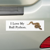 Ik hou van mijn Ball Python. Bumpersticker (Op auto)