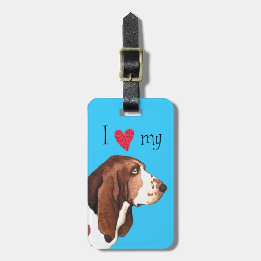 Ik hou van mijn Basset Hond Bagagelabel (Voorkant verticaal)