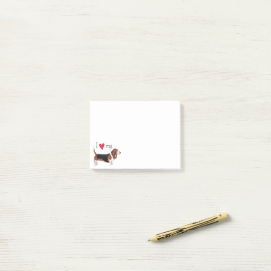 Ik hou van mijn Basset Hond Post-it® Notes (Op bureau)