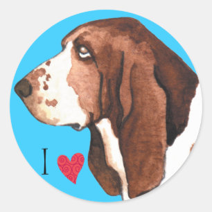 Ik hou van mijn Basset Hond Ronde Sticker