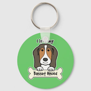 Ik hou van mijn Basset Hond Sleutelhanger