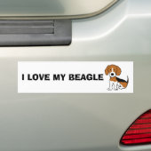 Ik hou van mijn Beagle Bumpersticker (Op auto)