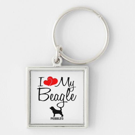 Ik hou van mijn Beagle Custom Sleutelhanger (Voorkant)